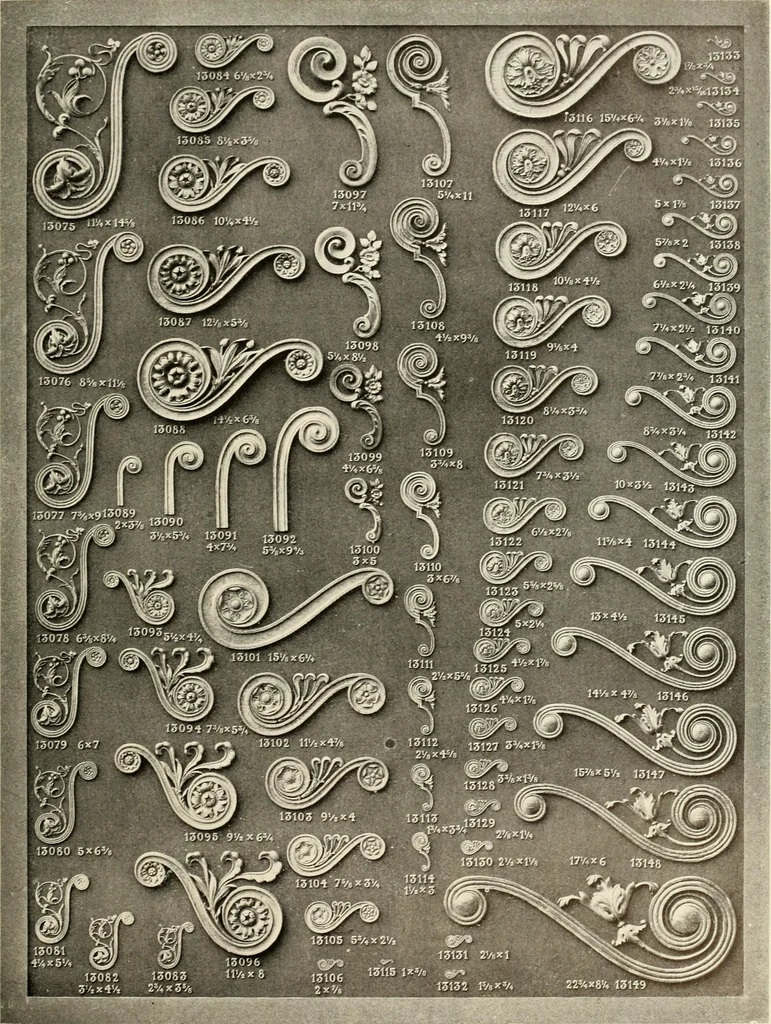 An illustration from Illustrated catalogue of period ornaments cast in composition and wood fibre for woodwork-furniture, 1900, leaf 308