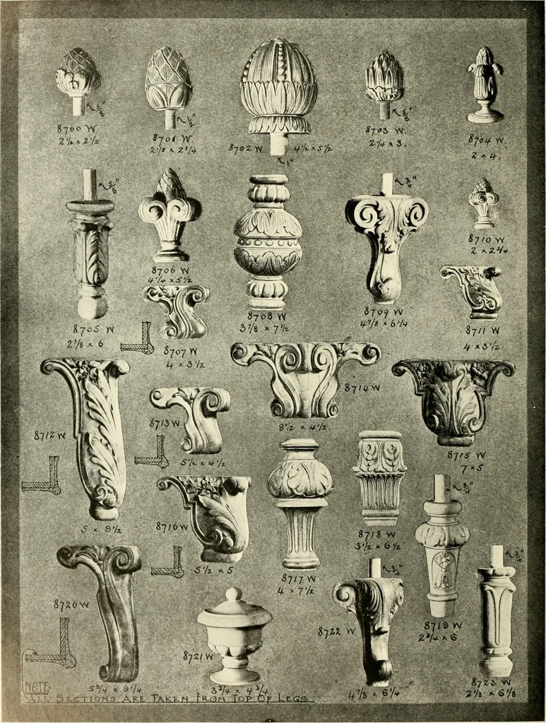 An illustration from Illustrated catalogue of period ornaments cast in composition and wood fibre for woodwork-furniture, 1900, leaf 309