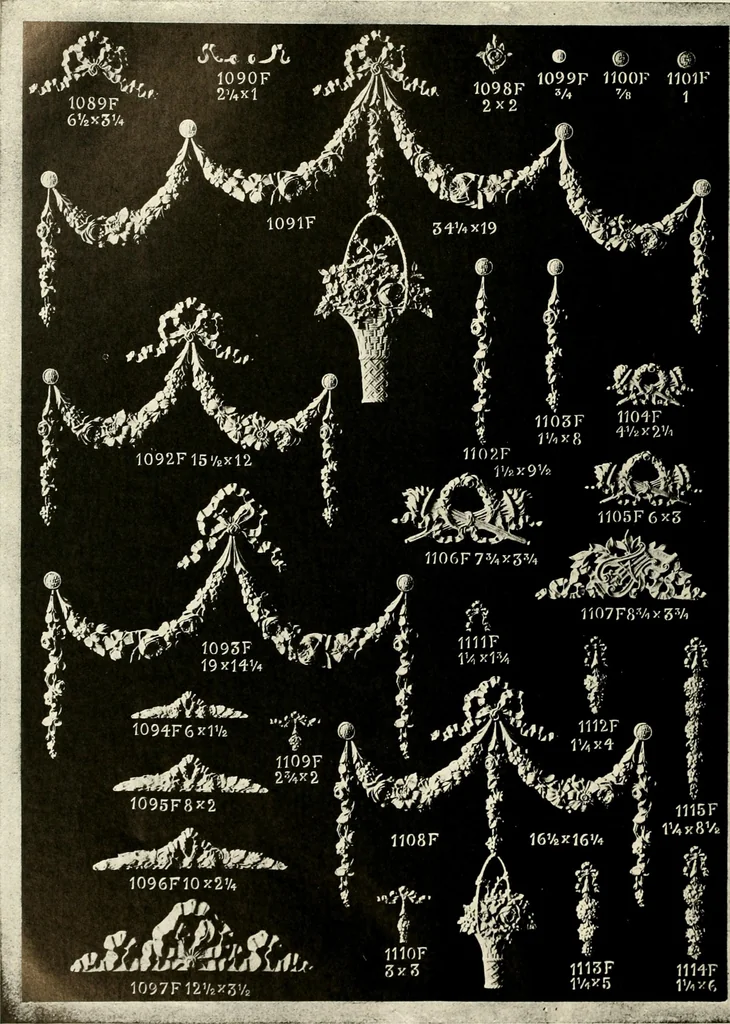An illustration from Illustrated catalogue of period ornaments cast in composition and wood fibre for woodwork-furniture, 1900, leaf 33