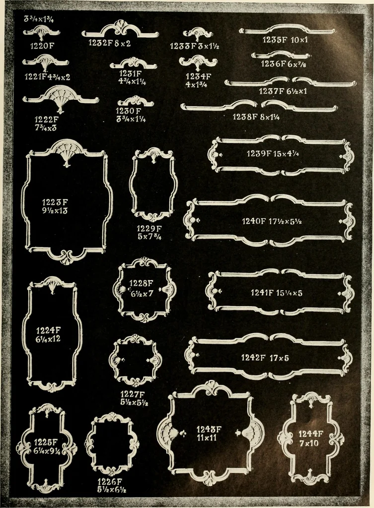 An illustration from Illustrated catalogue of period ornaments cast in composition and wood fibre for woodwork-furniture, 1900, leaf 36