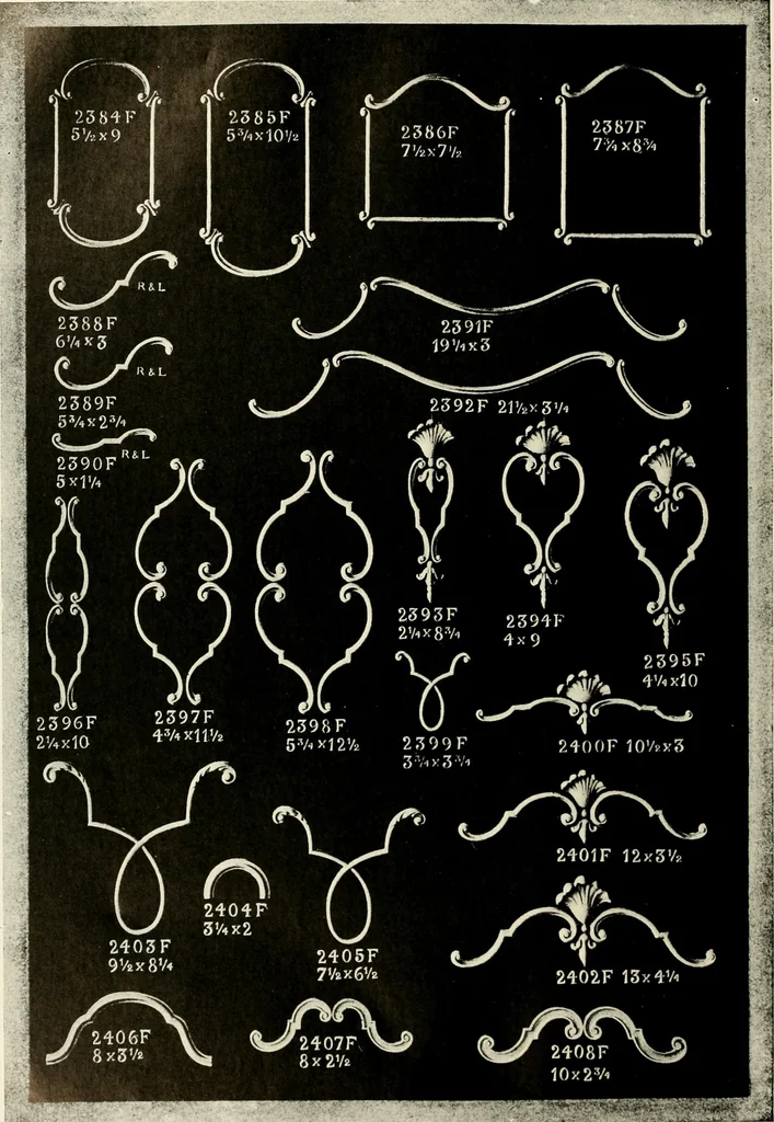An illustration from Illustrated catalogue of period ornaments cast in composition and wood fibre for woodwork-furniture, 1900, leaf 61