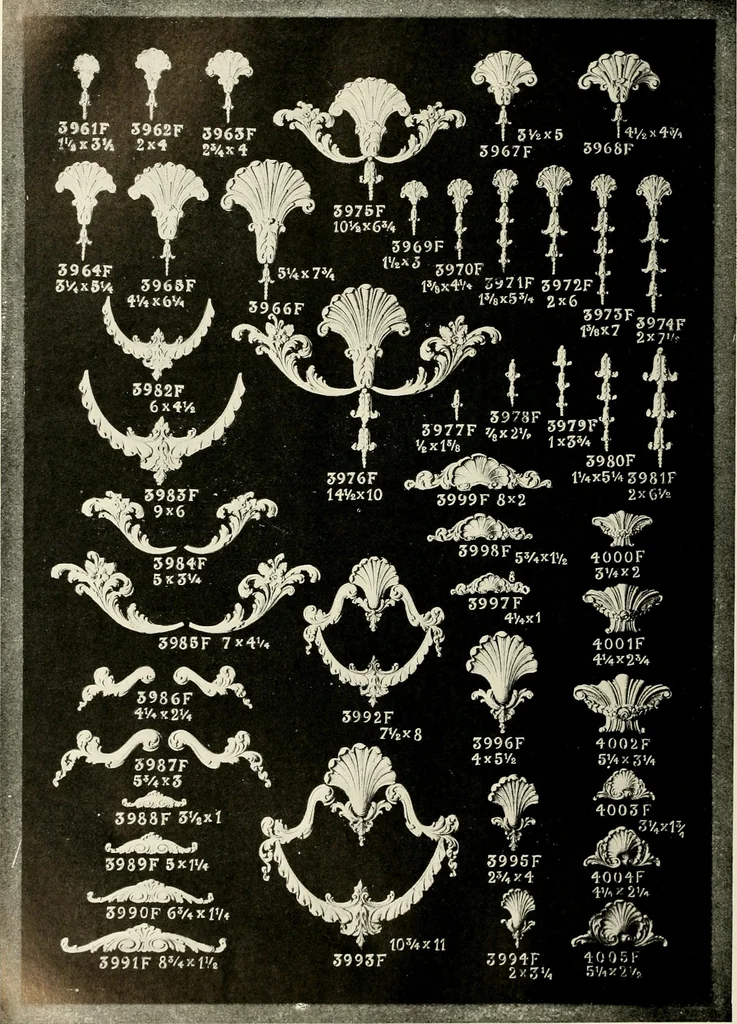 An illustration from Illustrated catalogue of period ornaments cast in composition and wood fibre for woodwork-furniture, 1900, leaf 95