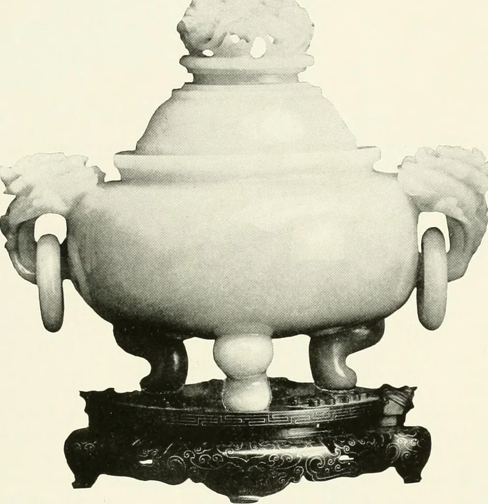 An illustration from Illustrated catalogue of a remarkable collection of ancient oriental imperial treasures of rare artistic distinction, recently procured in China and Japan, to be sold at unrestricted public sale by direction of the well-known firm of Messrs. Yamanaka & Co. .., 1916, leaf 46