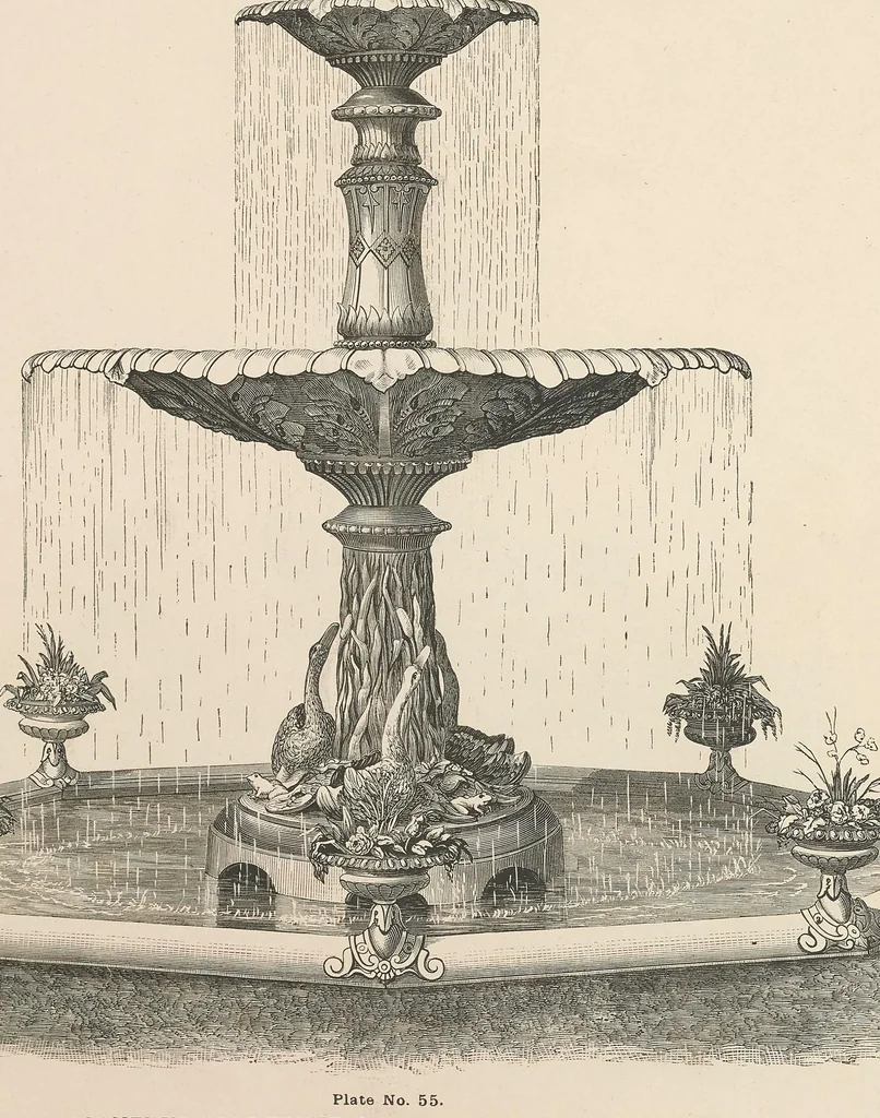 An illustration from Illustrated catalogue of statuary, fountains, vases, settees, etc., for parks, gardens and conservatories, manufactured by the J.L. Mott Iron Works ., 1875, leaf 103