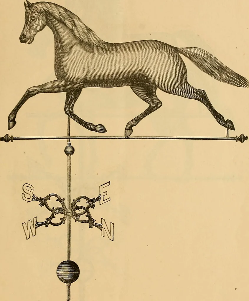 An illustration from Illustrated catalogue and price list of copper weather vanes, bannerets and finials / manufactured by A.B. & W.T. Westervelt., 1883, leaf 10