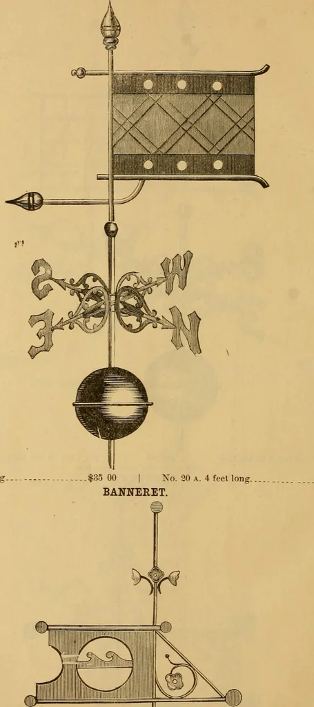 An illustration from Illustrated catalogue and price list of copper weather vanes, bannerets and finials / manufactured by A.B. & W.T. Westervelt., 1883, leaf 101