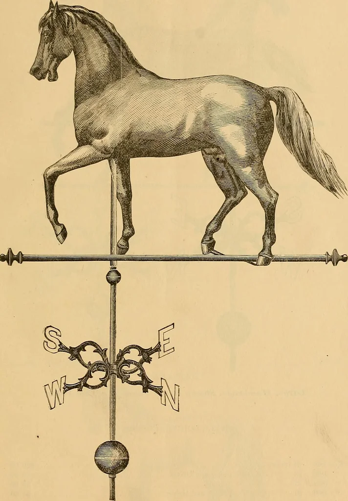 An illustration from Illustrated catalogue and price list of copper weather vanes, bannerets and finials / manufactured by A.B. & W.T. Westervelt., 1883, leaf 12