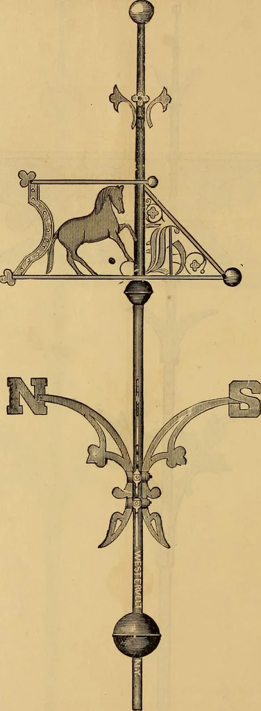 An illustration from Illustrated catalogue and price list of copper weather vanes, bannerets and finials / manufactured by A.B. & W.T. Westervelt., 1883, leaf 73