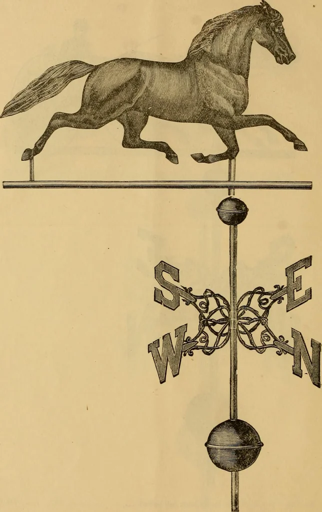 An illustration from Illustrated catalogue and price list of copper weather vanes, bannerets and finials / manufactured by A.B. & W.T. Westervelt., 1883, leaf 9