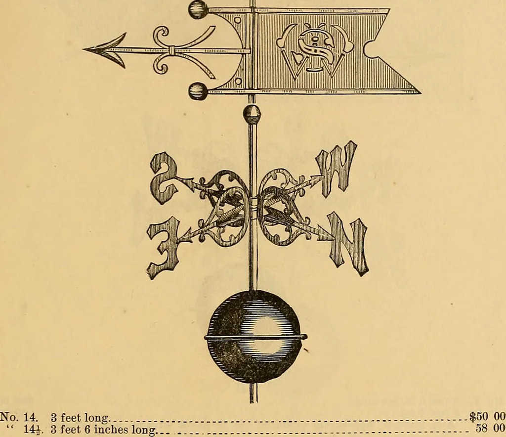 An illustration from Illustrated catalogue and price list of copper weather vanes, bannerets and finials / manufactured by A.B. & W.T. Westervelt., 1883, leaf 94