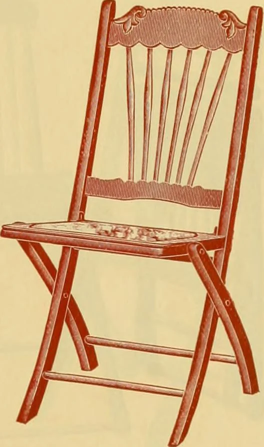An illustration from Illustrated catalogue...of canvas seat, slat seat, veneer seat, carpet seat and plush seat folding chairs for campers', caterers', undertakers', societies', church or hall use /, 1896, leaf 14