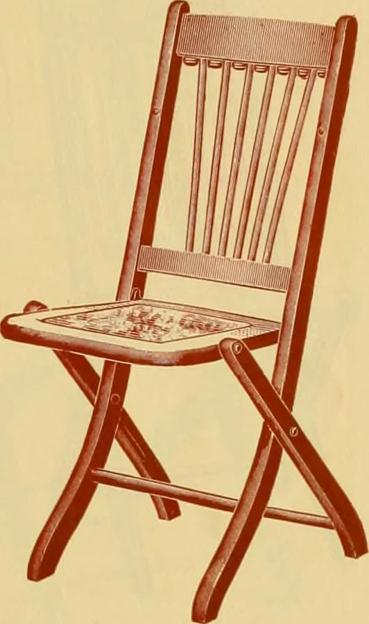 An illustration from Illustrated catalogue...of canvas seat, slat seat, veneer seat, carpet seat and plush seat folding chairs for campers', caterers', undertakers', societies', church or hall use /, 1896, leaf 16
