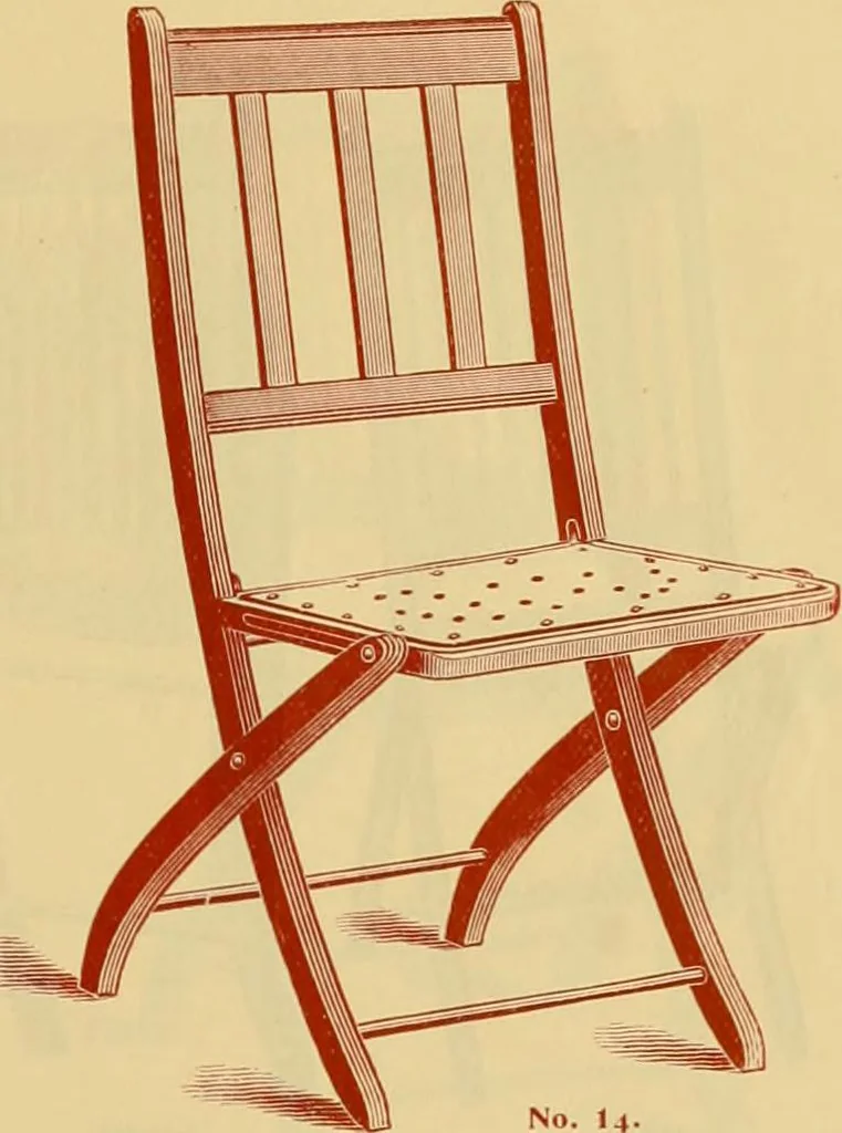 An illustration from Illustrated catalogue...of canvas seat, slat seat, veneer seat, carpet seat and plush seat folding chairs for campers', caterers', undertakers', societies', church or hall use /, 1896, leaf 18