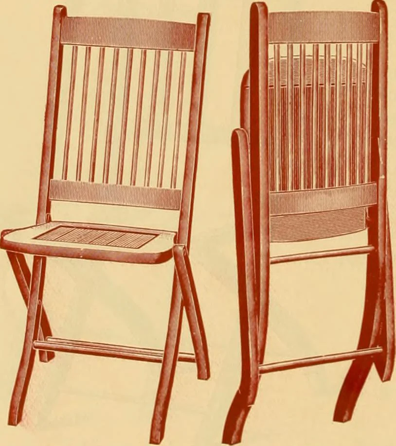 An illustration from Illustrated catalogue...of canvas seat, slat seat, veneer seat, carpet seat and plush seat folding chairs for campers', caterers', undertakers', societies', church or hall use /, 1896, leaf 19