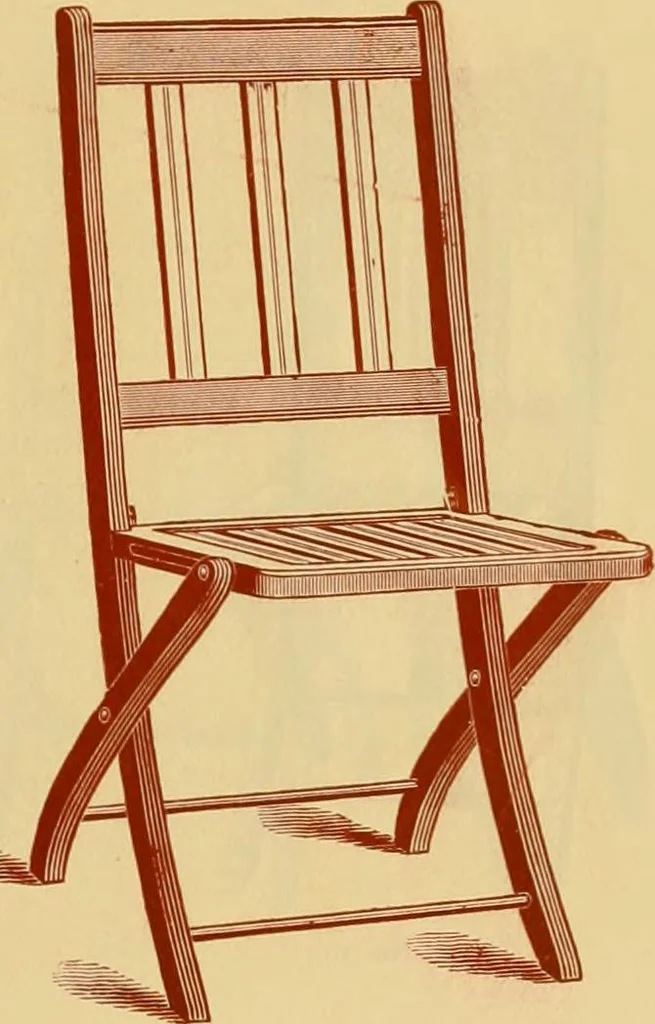 An illustration from Illustrated catalogue...of canvas seat, slat seat, veneer seat, carpet seat and plush seat folding chairs for campers', caterers', undertakers', societies', church or hall use /, 1896, leaf 20