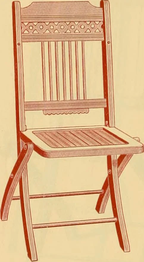 An illustration from Illustrated catalogue...of canvas seat, slat seat, veneer seat, carpet seat and plush seat folding chairs for campers', caterers', undertakers', societies', church or hall use /, 1896, leaf 21