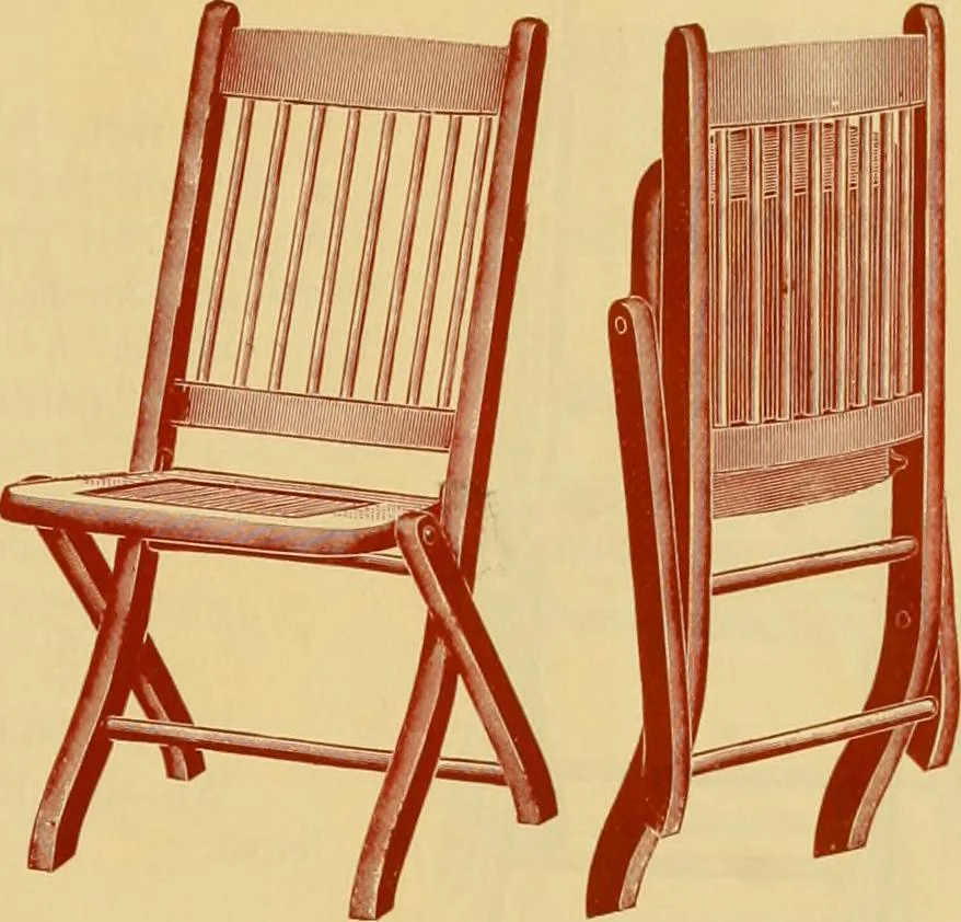 An illustration from Illustrated catalogue...of canvas seat, slat seat, veneer seat, carpet seat and plush seat folding chairs for campers', caterers', undertakers', societies', church or hall use /, 1896, leaf 24