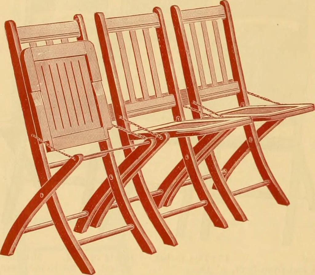 An illustration from Illustrated catalogue...of canvas seat, slat seat, veneer seat, carpet seat and plush seat folding chairs for campers', caterers', undertakers', societies', church or hall use /, 1896, leaf 29