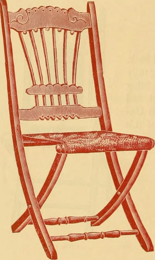 An illustration from Illustrated catalogue...of canvas seat, slat seat, veneer seat, carpet seat and plush seat folding chairs for campers', caterers', undertakers', societies', church or hall use /, 1896, leaf 9