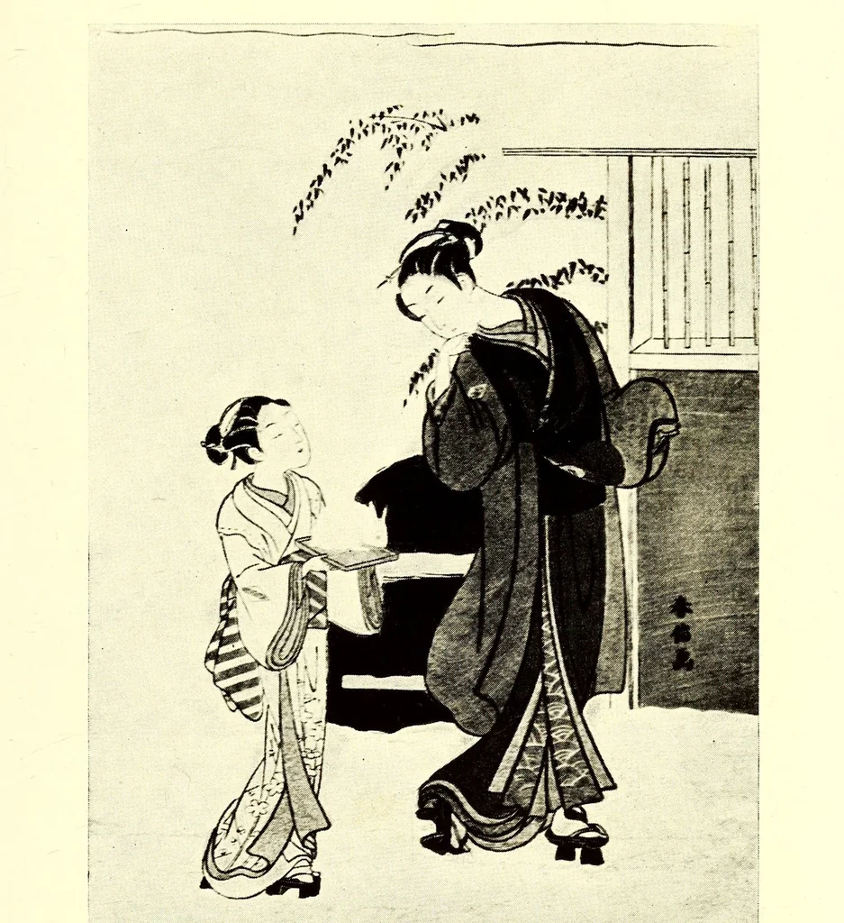 An illustration from Illustrated Catalogue of an Exceptionally Important Collection of Rare and Valuable Japanese Color Prints together with a Few Paintings of the Ukioye School : the Property of Arthur Davison Ficke, Author of "Chats on Japanese Prints", "Twelve Japanese Painters", etc, etc, 1920, leaf 73