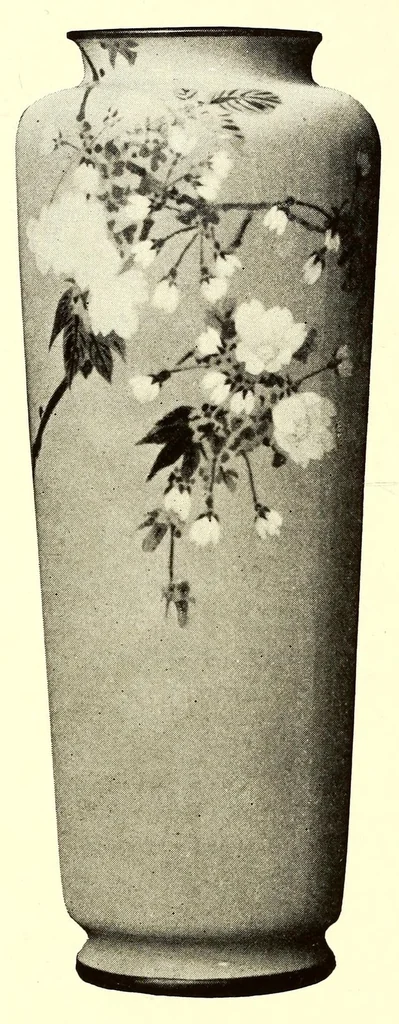 An illustration from Illustrated Catalogue of the Noteworthy Collection of Cloisonne and Other Enamels, Old Japanese Bronzes, Sword Guards, Knife Handles, Swords, Lacquers and Fine Old Brocades : belonging to Dr. Alfred Owre of Minneapolis, 1917, leaf 66