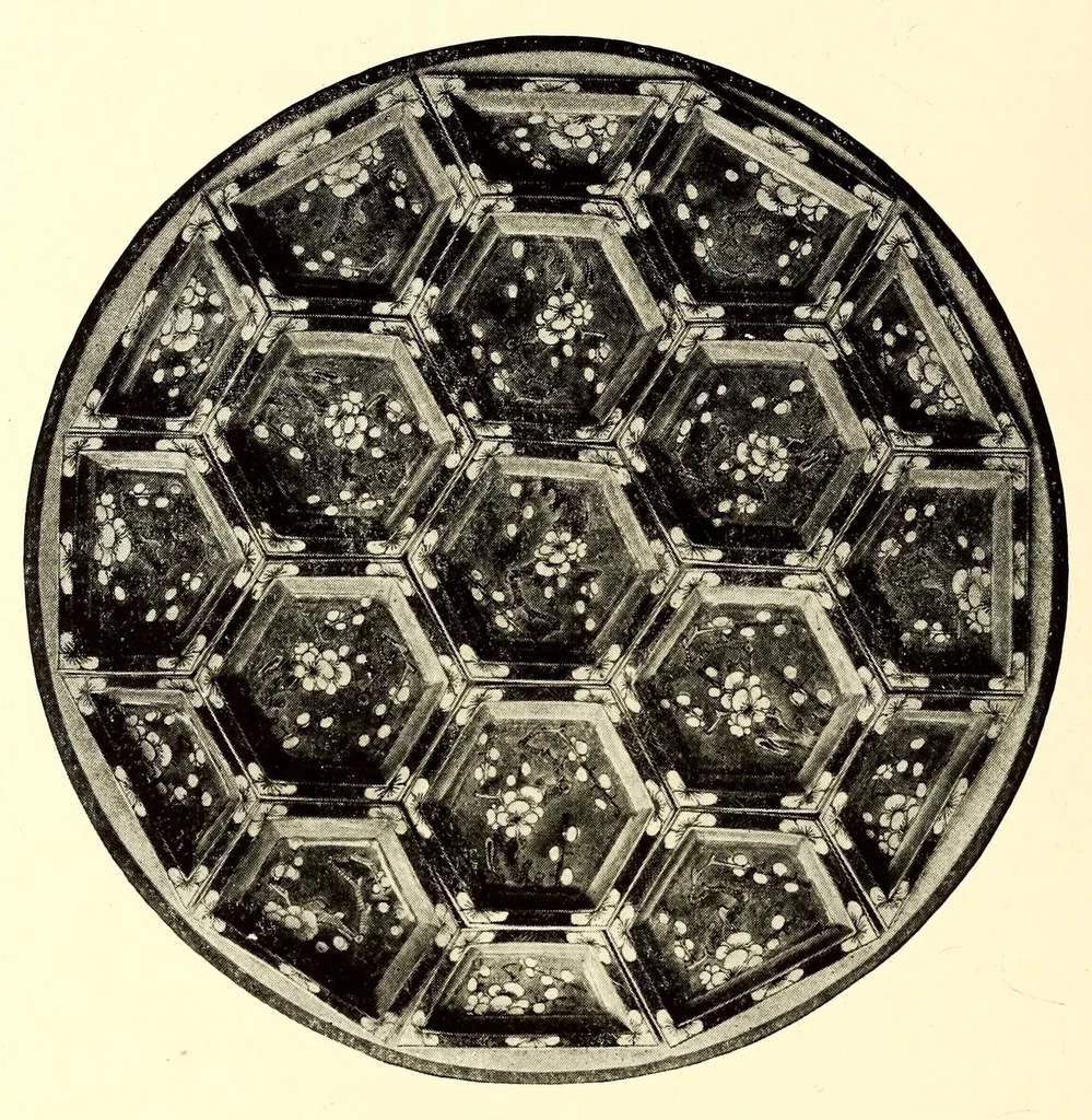 An illustration from Illustrated catalogue of the important collection of antique Chinese porcelains, Sung and Ming potteries, ancient stone sculptures carved jades and other hard stones snuf bottles, Mandarin necklaces, bronzes, enamels, palace furniture and wall panels and a number of rare and fine ancient Chinese paintings of the Sung and Ming periods, 1917, leaf 122