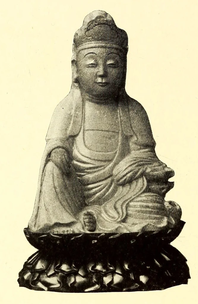 An illustration from Illustrated catalogue of the important collection of antique Chinese porcelains, Sung and Ming potteries, ancient stone sculptures carved jades and other hard stones snuf bottles, Mandarin necklaces, bronzes, enamels, palace furniture and wall panels and a number of rare and fine ancient Chinese paintings of the Sung and Ming periods, 1917, leaf 146