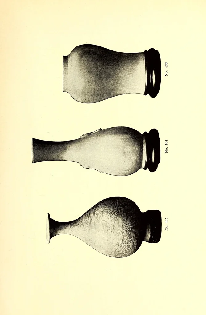 An illustration from Illustrated catalogue of the important collection of antique Chinese porcelains, Sung and Ming potteries, ancient stone sculptures carved jades and other hard stones snuf bottles, Mandarin necklaces, bronzes, enamels, palace furniture and wall panels and a number of rare and fine ancient Chinese paintings of the Sung and Ming periods, 1917, leaf 157