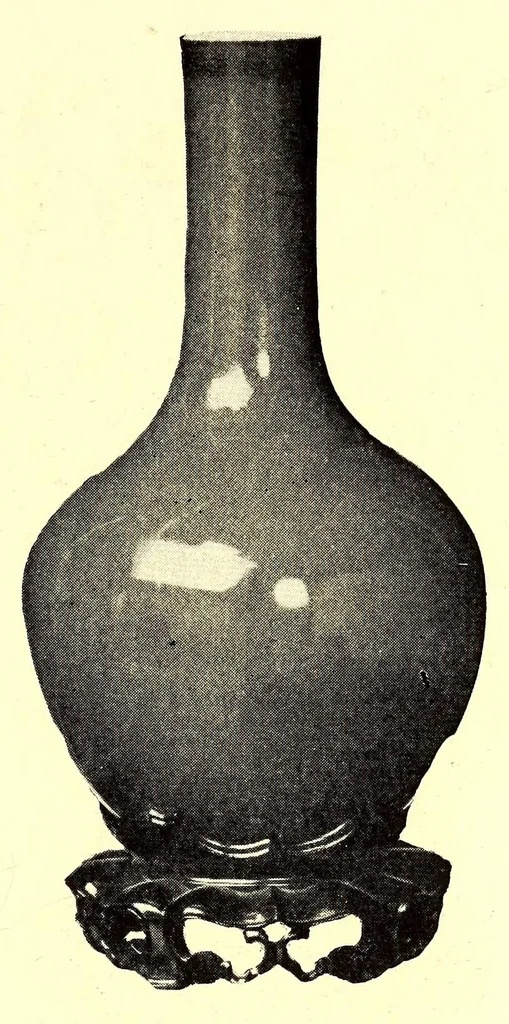 An illustration from Illustrated catalogue of the important collection of antique Chinese porcelains, Sung and Ming potteries, ancient stone sculptures carved jades and other hard stones snuf bottles, Mandarin necklaces, bronzes, enamels, palace furniture and wall panels and a number of rare and fine ancient Chinese paintings of the Sung and Ming periods, 1917, leaf 221