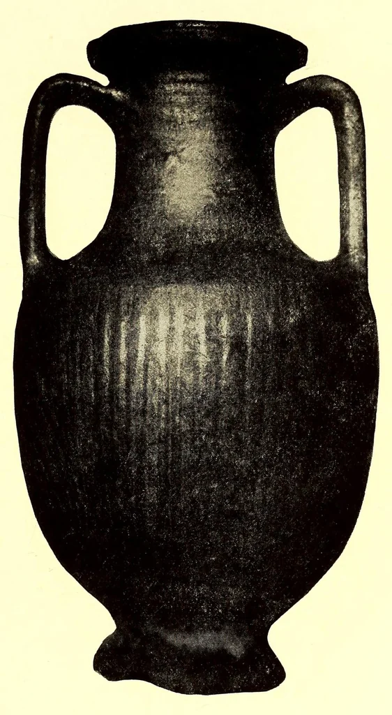 An illustration from Illustrated Catalogue of Graeco-Roman, Rakka, Persian, Hispanomoresque Faiences, Italian Majolicas, Persian and Indian Miniatures and Rugs, Egyptian, ptolemaic, Sidonian, Roman and Arabic Glass, Greek and Roman Bronzes and Other Objects of Rarity : belonging to the Experts Messrs. Kouchakji Freres, New York, 1918, leaf 141