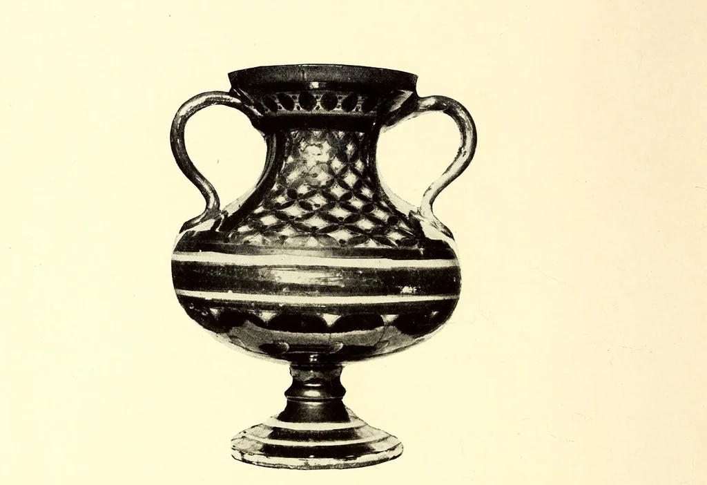 An illustration from Illustrated Catalogue of Graeco-Roman, Rakka, Persian, Hispanomoresque Faiences, Italian Majolicas, Persian and Indian Miniatures and Rugs, Egyptian, ptolemaic, Sidonian, Roman and Arabic Glass, Greek and Roman Bronzes and Other Objects of Rarity : belonging to the Experts Messrs. Kouchakji Freres, New York, 1918, leaf 92