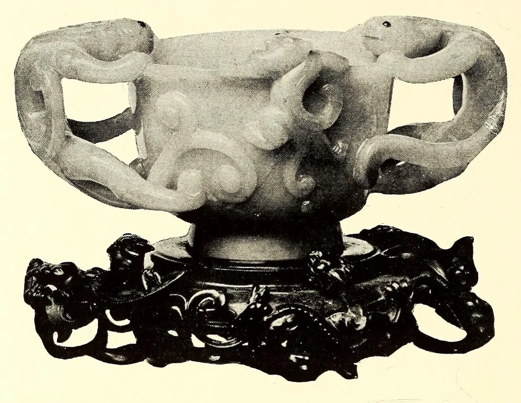 An illustration from Illustrated Catalogue of a Very Important Collection of Antique Chinese Porcelains including Fine Specimens of Sang-De-Bceuf and Peachbloom Tang and Ming Pottery, Carved Jade and Other Hard Stones, Cloisonne Enamels, a Number of Ming Large Plant Jars and Antique Chinese Rugs : collected by Messrs. Voron & Chiat of New York, 1918, leaf 26