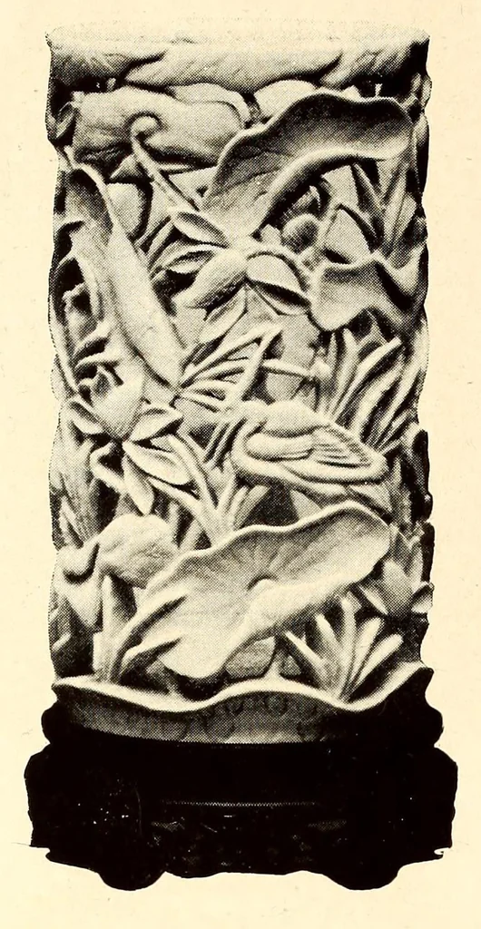 An illustration from Illustrated catalogue of the remarkable collection of ancient Chinese bronzes, beautiful old porcelains, amber and stone carvings sumptuous eighteenth century brocades interesting old paintings on glass and fine old carpets, rugs and furniture, from ancient palaces and temples of China : Comprising the private collection of a Chinese nobleman of Tien-Tsin .., 1914, leaf 122
