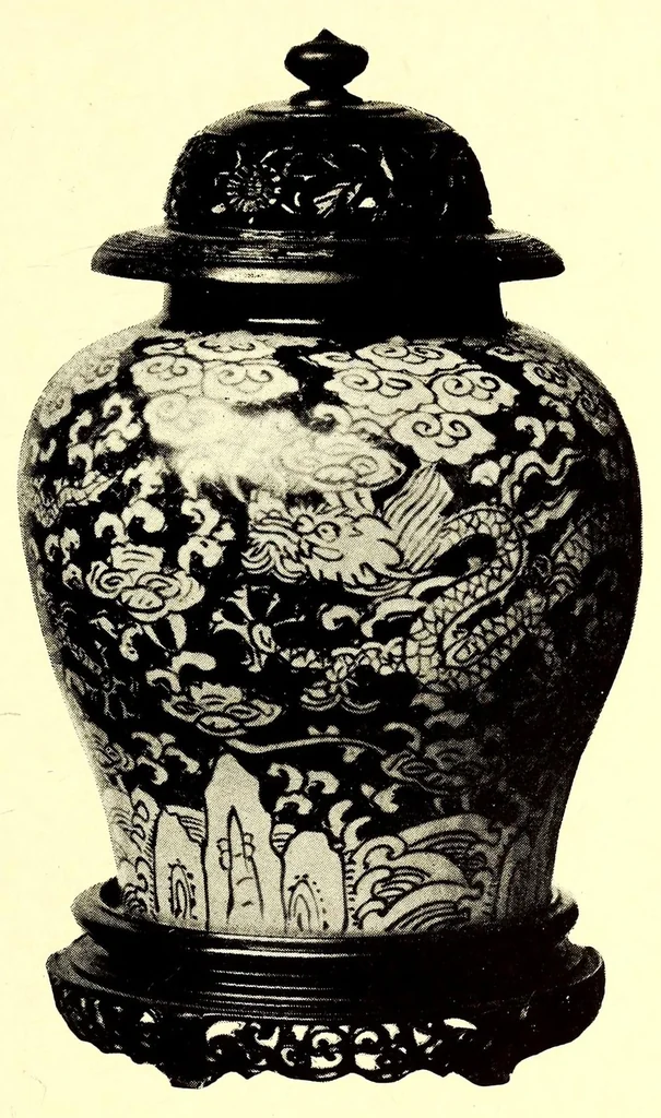 An illustration from Illustrated catalogue of an important collection of antique Chinese porcelains, ancient pottery, fine jades and agates, cloisonne enamels, beautiful snuff bottles, carved rhinoceros horn, bronzes and other objects : formed by Ernest Marsh, J.P. of Haselmore, Surrey, England .., 1916, leaf 63