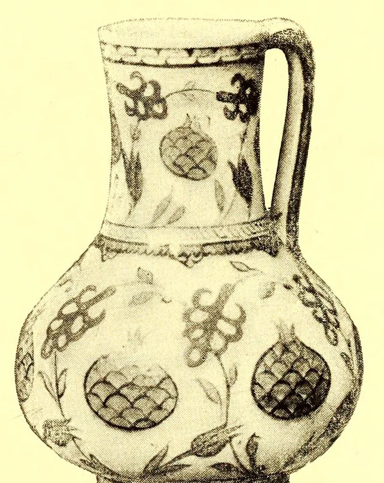 An illustration from Illustrated catalogue of the important and interesting collection of beautiful pottery vases of Eastern origin dating from the sixth century B.C. to the eighteenth century A.D. : being the collection of the widely known connoisseur Mr. Thomas B. Clarke of New York City, 1917, leaf 185