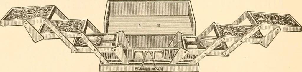 An illustration from Illustrated catalogue and price list of artists' materials, gold points, bronze powders, metallics, metal leaf,, 1897, leaf 127