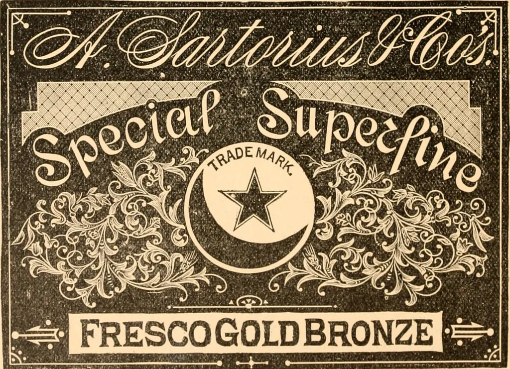An illustration from Illustrated catalogue and price list of artists' materials, gold points, bronze powders, metallics, metal leaf,, 1897, leaf 13