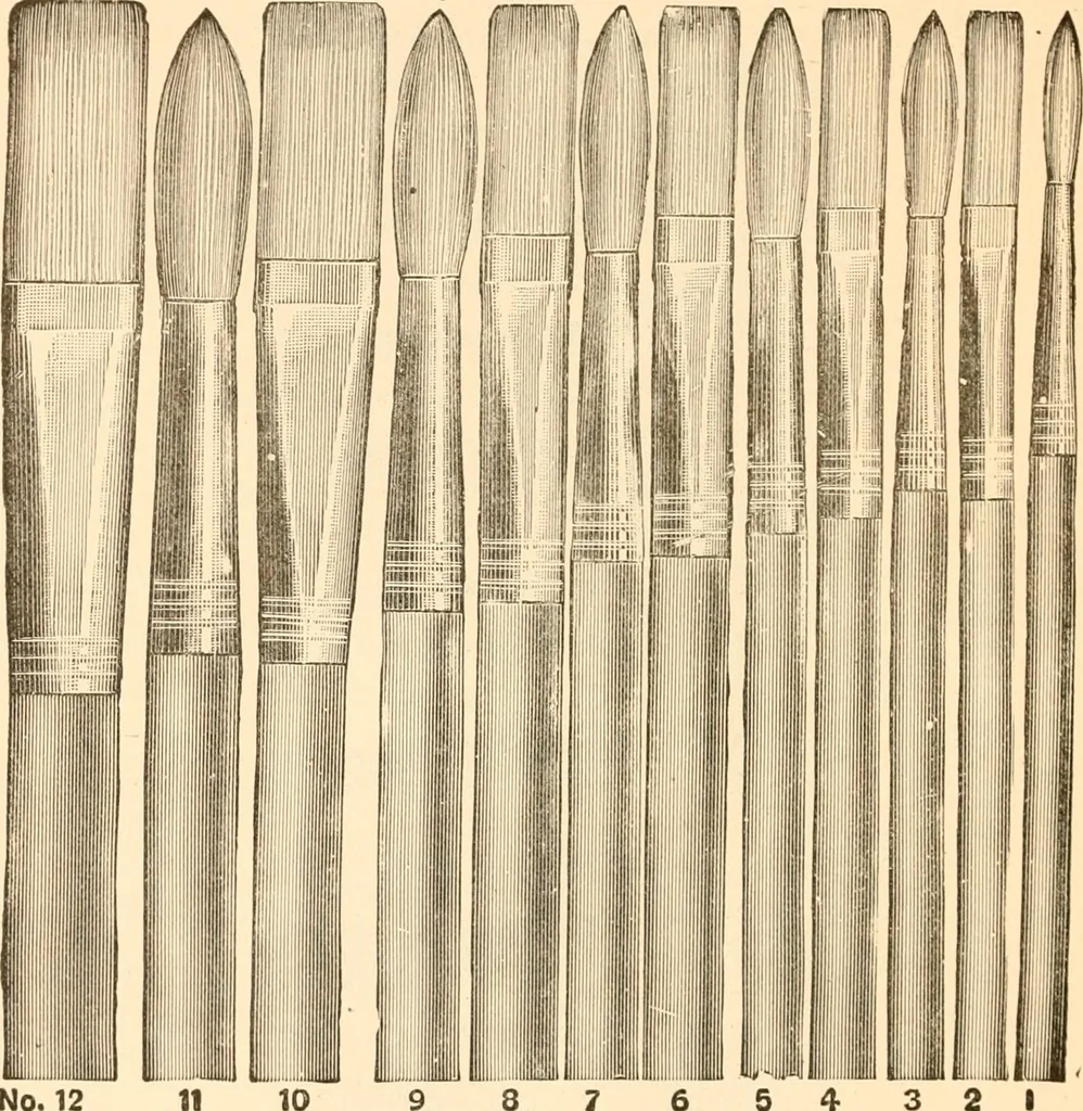 An illustration from Illustrated catalogue and price list of artists' materials, gold points, bronze powders, metallics, metal leaf,, 1897, leaf 179