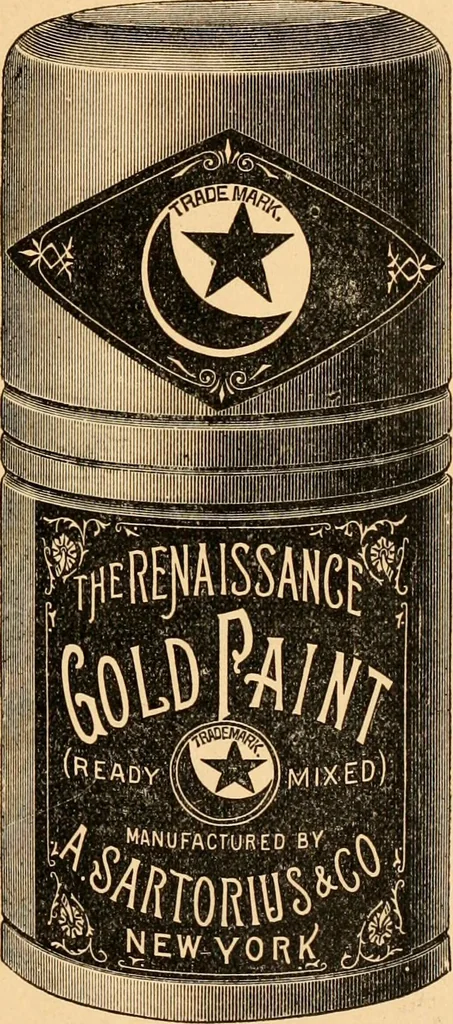 An illustration from Illustrated catalogue and price list of artists' materials, gold points, bronze powders, metallics, metal leaf,, 1897, leaf 4