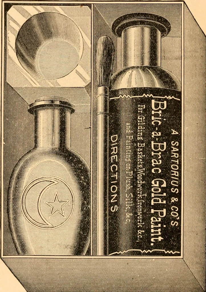 An illustration from Illustrated catalogue and price list of artists' materials, gold points, bronze powders, metallics, metal leaf,, 1897, leaf 5
