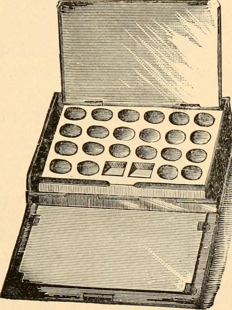 An illustration from Illustrated catalogue and price list of artists' materials, gold points, bronze powders, metallics, metal leaf,, 1897, leaf 52