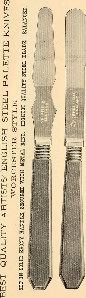 An illustration from Illustrated catalogue and price list of artists' materials, gold points, bronze powders, metallics, metal leaf,, 1897, leaf 64