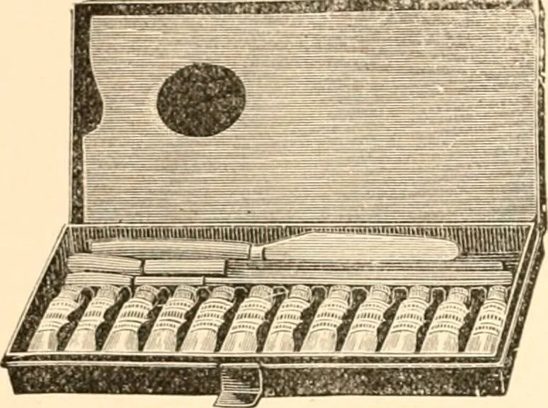 An illustration from Illustrated catalogue and price list of artists' materials, gold points, bronze powders, metallics, metal leaf,, 1897, leaf 97