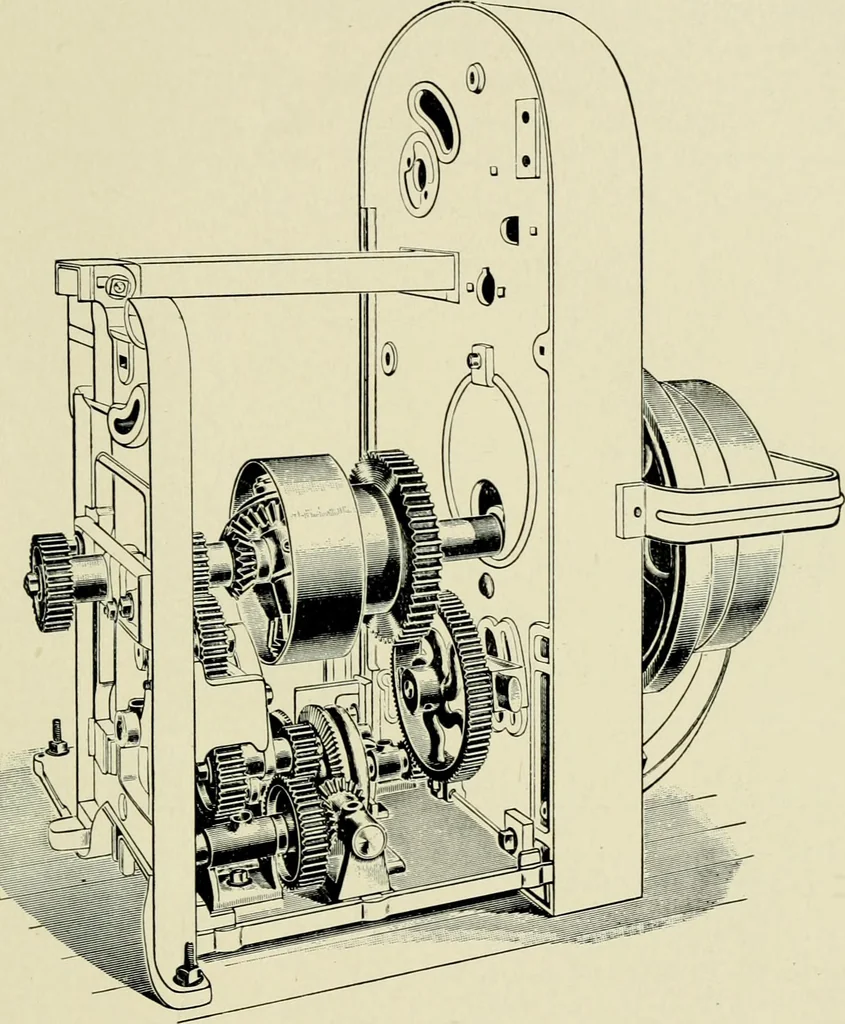 An illustration from Illustrated catalogue of cotton machinery built by Howard & Bullough American Machine Company, Ltd., Pawtucket, R.I., U.S.A. : opening, picking, carding, drawing, roving, spinning, twisting and winding machinery : warpers and slashers : containing also floor spaces, speeds, productions, gearing diagrams, useful tables and other information, 1909, leaf 114