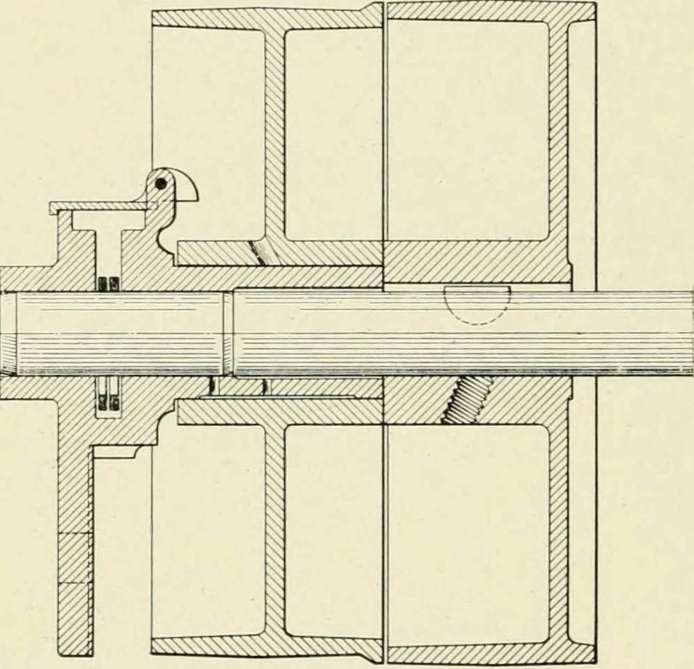 An illustration from Illustrated catalogue of cotton machinery built by Howard & Bullough American Machine Company, Ltd., Pawtucket, R.I., U.S.A. : opening, picking, carding, drawing, roving, spinning, twisting and winding machinery : warpers and slashers : containing also floor spaces, speeds, productions, gearing diagrams, useful tables and other information, 1909, leaf 151