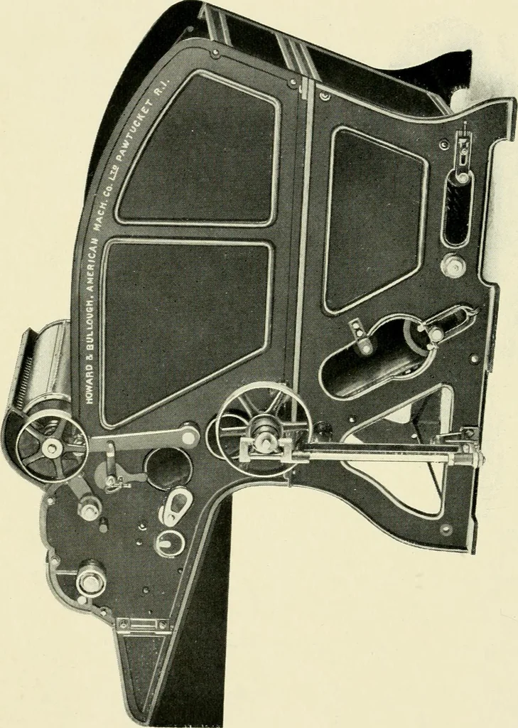An illustration from Illustrated catalogue of cotton machinery built by Howard & Bullough American Machine Company, Ltd., Pawtucket, R.I., U.S.A. : opening, picking, carding, drawing, roving, spinning, twisting and winding machinery : warpers and slashers : containing also floor spaces, speeds, productions, gearing diagrams, useful tables and other information, 1909, leaf 19