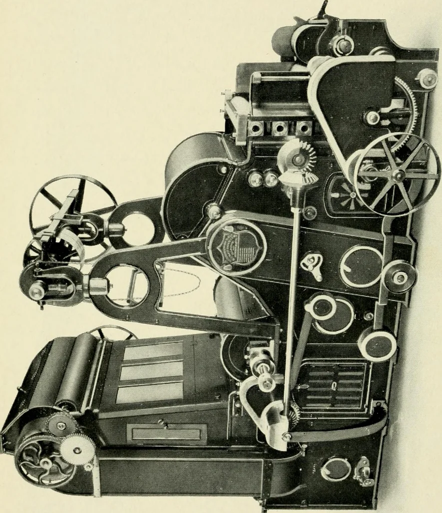 An illustration from Illustrated catalogue of cotton machinery built by Howard & Bullough American Machine Company, Ltd., Pawtucket, R.I., U.S.A. : opening, picking, carding, drawing, roving, spinning, twisting and winding machinery : warpers and slashers : containing also floor spaces, speeds, productions, gearing diagrams, useful tables and other information, 1909, leaf 29