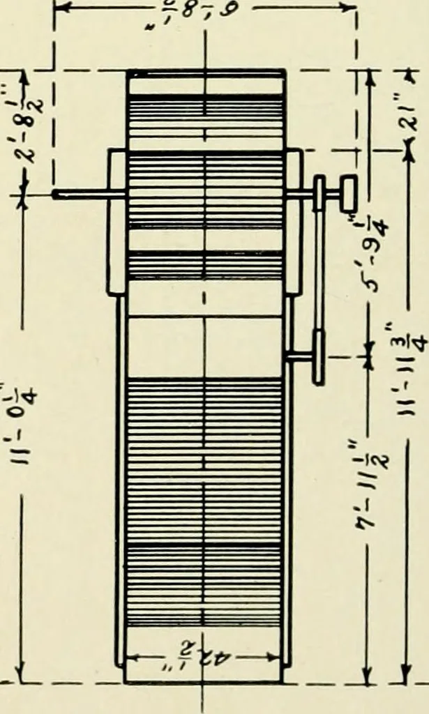 An illustration from Illustrated catalogue of cotton machinery built by Howard & Bullough American Machine Company, Ltd., Pawtucket, R.I., U.S.A. : opening, picking, carding, drawing, roving, spinning, twisting and winding machinery : warpers and slashers : containing also floor spaces, speeds, productions, gearing diagrams, useful tables and other information, 1909, leaf 61