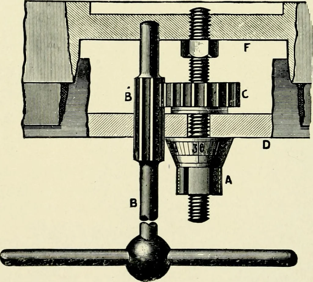 An illustration from Illustrated catalogue of cotton machinery built by Howard & Bullough American Machine Company, Ltd., Pawtucket, R.I., U.S.A. : opening, picking, carding, drawing, roving, spinning, twisting and winding machinery : warpers and slashers : containing also floor spaces, speeds, productions, gearing diagrams, useful tables and other information, 1909, leaf 71