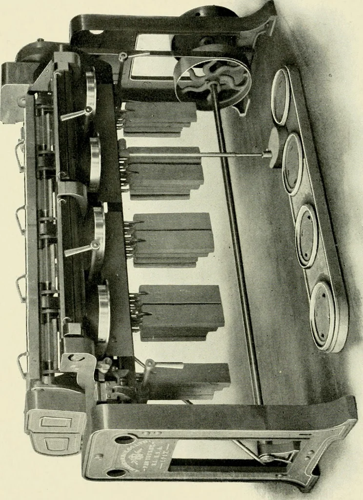 An illustration from Illustrated catalogue of cotton machinery built by Howard & Bullough American Machine Company, Ltd., Pawtucket, R.I., U.S.A. : opening, picking, carding, drawing, roving, spinning, twisting and winding machinery : warpers and slashers : containing also floor spaces, speeds, productions, gearing diagrams, useful tables and other information, 1909, leaf 91